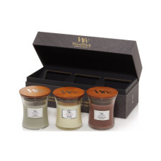 Набір свічок Woodwick Mini Fireside, Stone washed, White teak Набір свічок Woodwick Mini Fireside, Stone washed, White teak