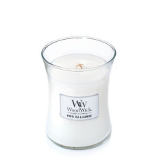 Ароматична свічка з ароматами жасмину Woodwick Medium White Tea & Jasmine 275 г Ароматична свічка з ароматами жасмину Woodwick Medium White Tea & Jasmine 275 г