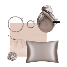 MON MOU Soft Silk Set Taupe - Набір шовкових аксесуарів (сіро-бежевий)