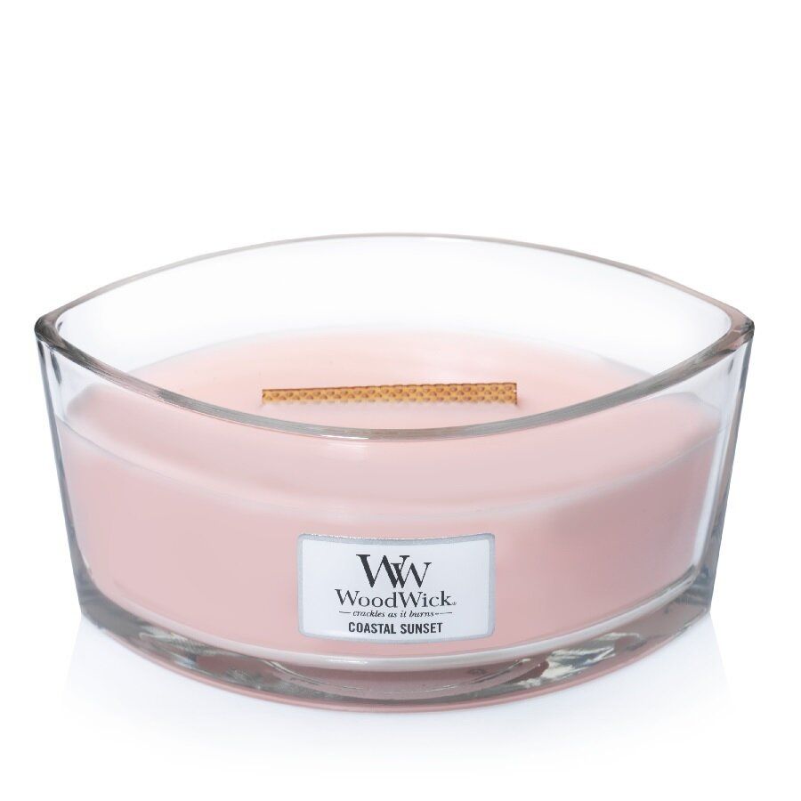 Ароматична свічка з ароматом цитрусових, кокоса і ванілі Woodwick Ellipse Coastal Sunset 453 г
