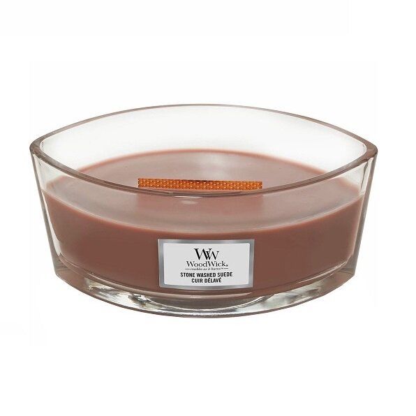 Ароматична свічка з ароматом замші Woodwick Ellipse Stone Washed Suede 453 г