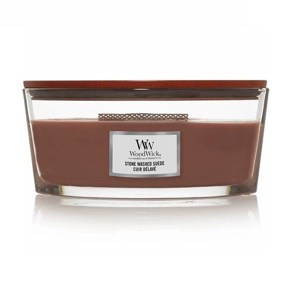 Ароматична свічка з ароматом замші Woodwick Ellipse Stone Washed Suede 453 г - фото №1