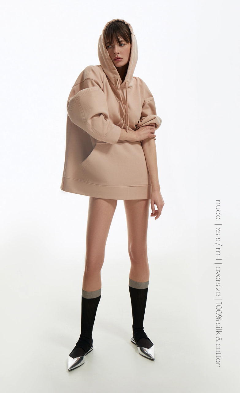 MON MOU Soft silk beauty hoodie (Size M-L) - Кофта з капюшоном Бавовна та 100% шовк Oversize - фото №2 MON MOU Soft silk beauty hoodie (Size M-L) - Кофта з капюшоном Бавовна та 100% шовк Oversize - фото №2