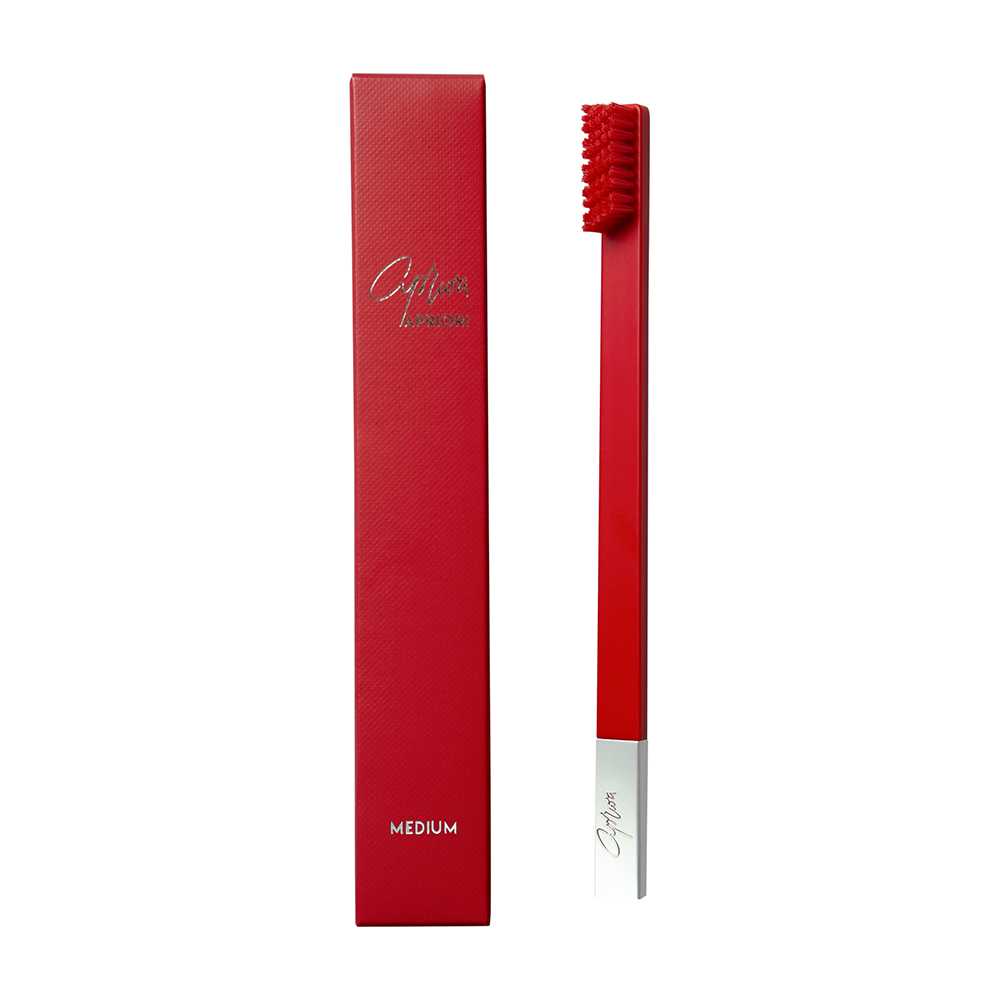 APRIORI SLIM Carmine Red/Silver Medium Toothbrush - Зубна щітка
