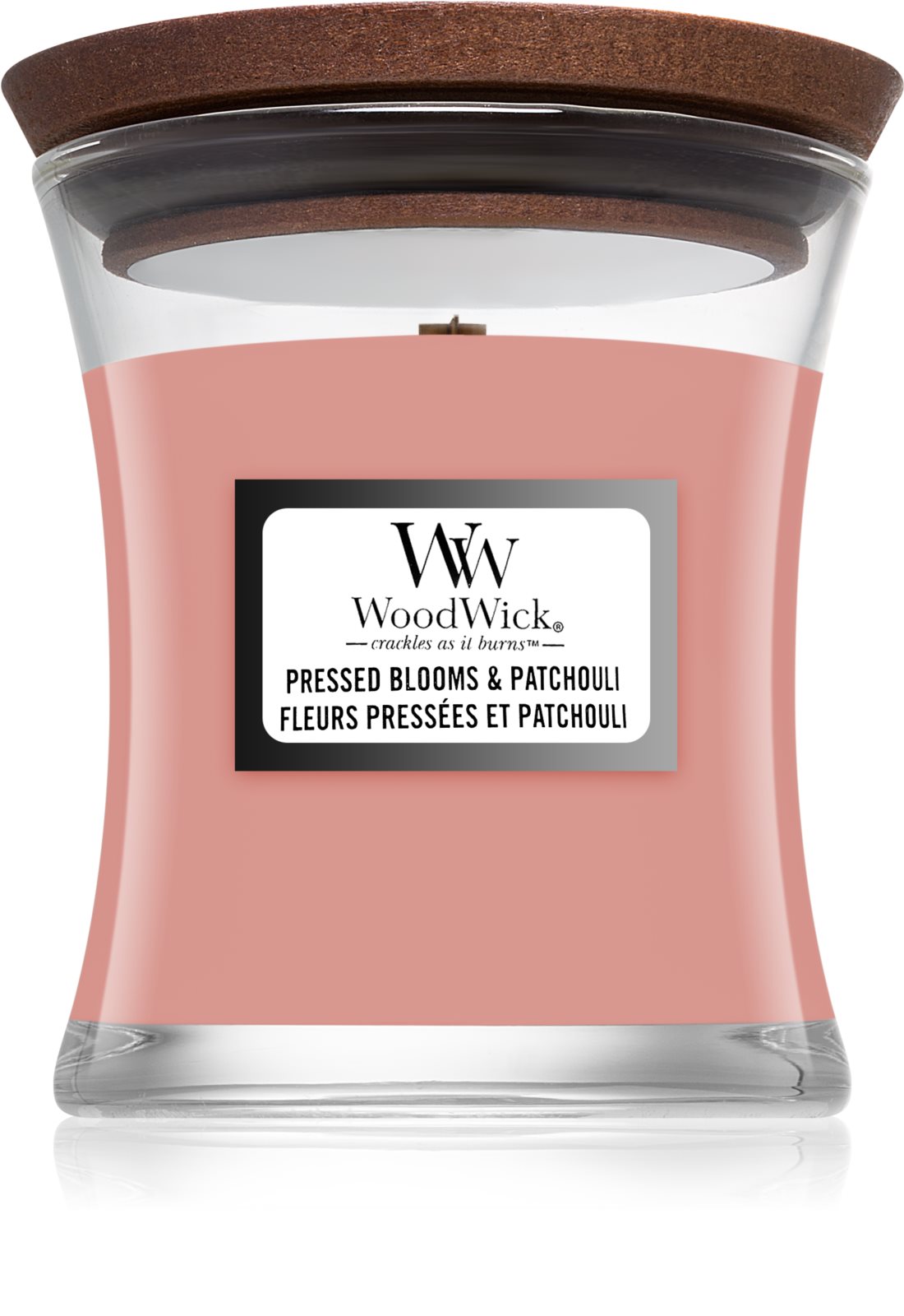 Ароматична свічка з дерев'яним гнітом Woodwick Pressed Blooms & Patchouli Ароматична свічка з дерев'яним гнітом Woodwick Pressed Blooms & Patchouli