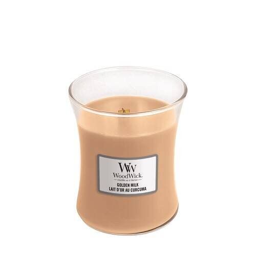 Ароматична свічка з ароматом молока і спецій Woodwick Medium Golden Milk 275 г Ароматична свічка з ароматом молока і спецій Woodwick Medium Golden Milk 275 г