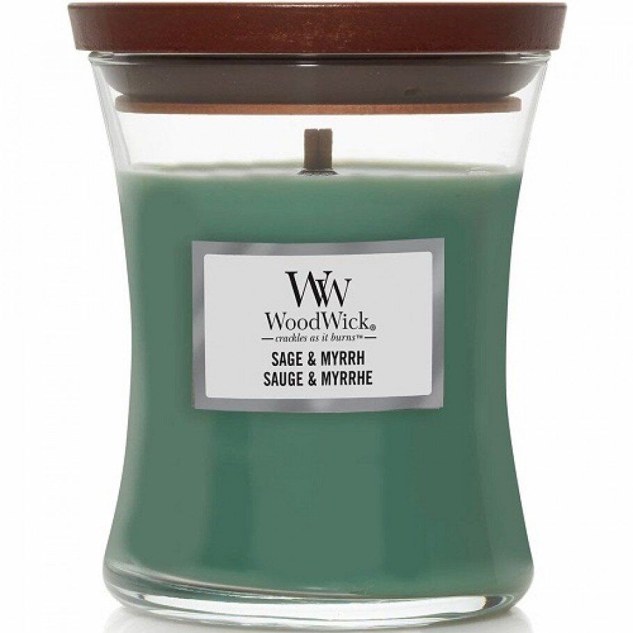 Ароматична свічка з ароматом шавлії і мірри Woodwick Mini Sage & Myrrh 85 г - фото №1