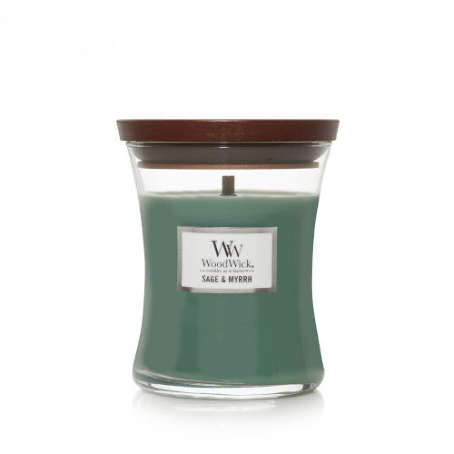 Ароматична свічка з ароматом шавлії і мірри Woodwick Medium Sage & Myrrh 275 г - фото №1 Ароматична свічка з ароматом шавлії і мірри Woodwick Medium Sage & Myrrh 275 г - фото №1