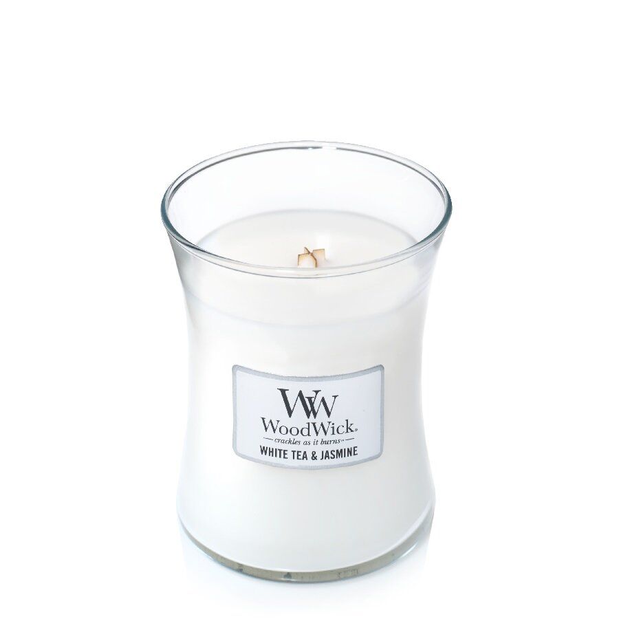 Ароматична свічка з ароматами жасмину Woodwick Medium White Tea & Jasmine 275 г Ароматична свічка з ароматами жасмину Woodwick Medium White Tea & Jasmine 275 г