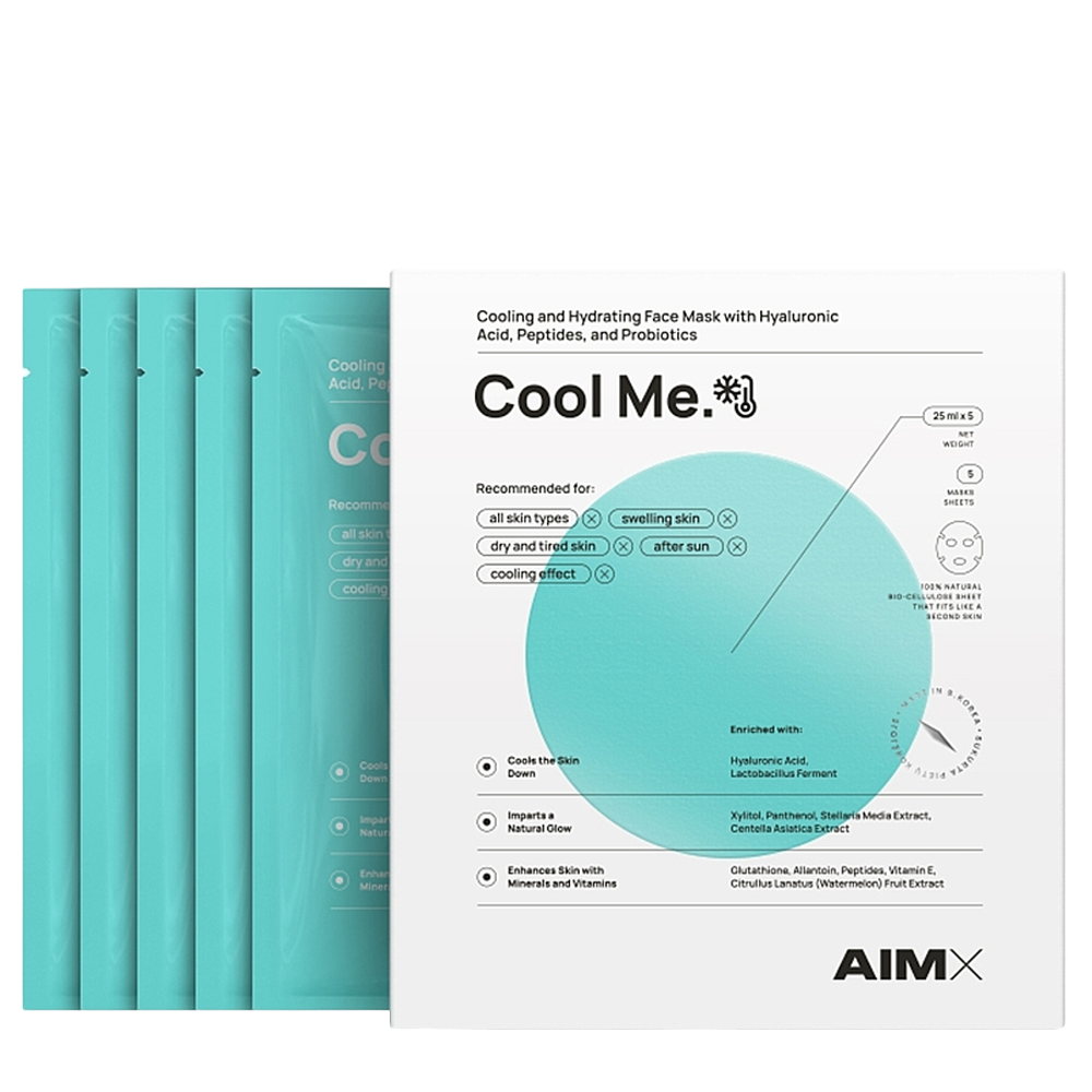 AIMX Cool Me Cooling Face Mask With Hyaluronic Acid Peptides And Probiotics C 5*25ml - Охолоджуюча маска AIMX Cool Me Cooling Face Mask With Hyaluronic Acid Peptides And Probiotics C 5*25ml - Охолоджуюча маска