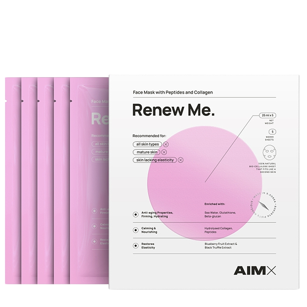 AIMX Renew Me Face Mask With Peptides And Collagen 5*25ml - Маска-оновлення AIMX Renew Me Face Mask With Peptides And Collagen 5*25ml - Маска-оновлення