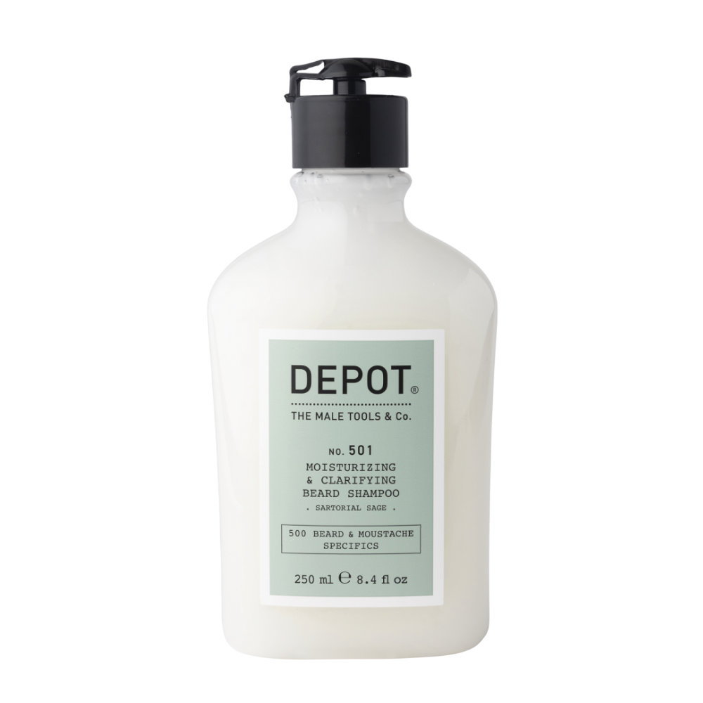DEPOT No. 501 Moisturizing&Clarifying Beard Shampoo 250ml - Зволожуючий та очищуючий шампунь для бороди "Вишукана шавлія"