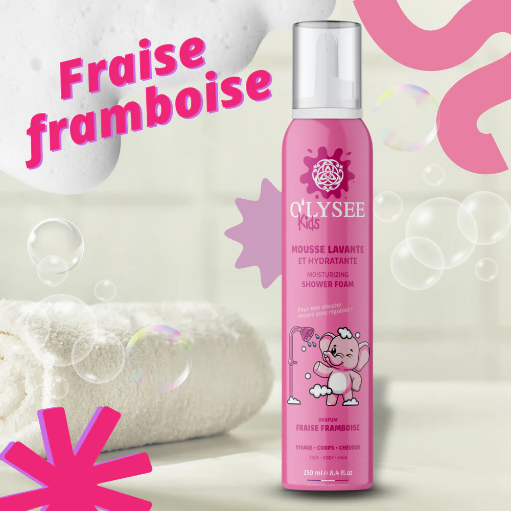 O'LYSEE Kids Moisturizing Shower Foam 3 в 1 "Strawberry & Raspberry" 250ml - Дитяча крем-пінка для купання 3 в 1 з ароматом полуниці та малини - фото №2 O'LYSEE Kids Moisturizing Shower Foam 3 в 1 "Strawberry & Raspberry" 250ml - Дитяча крем-пінка для купання 3 в 1 з ароматом полуниці та малини - фото №2