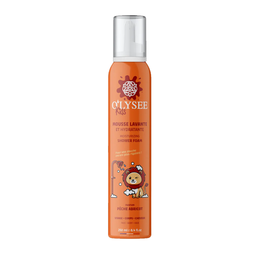 O'LYSEE Kids Moisturizing Shower Foam 3 в 1 "Peach & Apricot" 250ml - Дитяча крем-пінка для купання 3 в 1 з ароматом персика та абрикоса