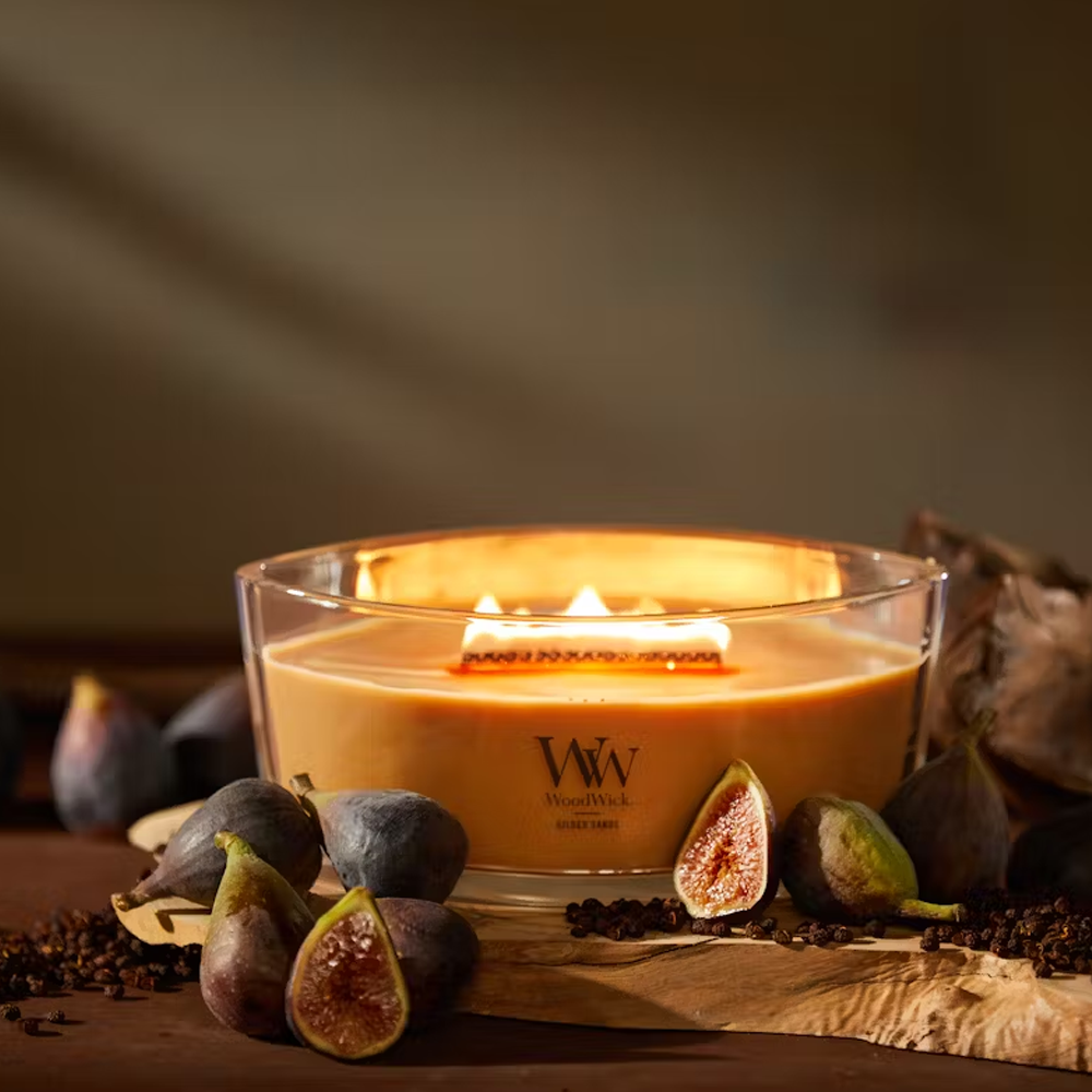 Woodwick Ellipse Gilded Sands 453 г - Ароматична свічка з ароматом інжиру та гваякового дерева - фото №2 Woodwick Ellipse Gilded Sands 453 г - Ароматична свічка з ароматом інжиру та гваякового дерева - фото №2