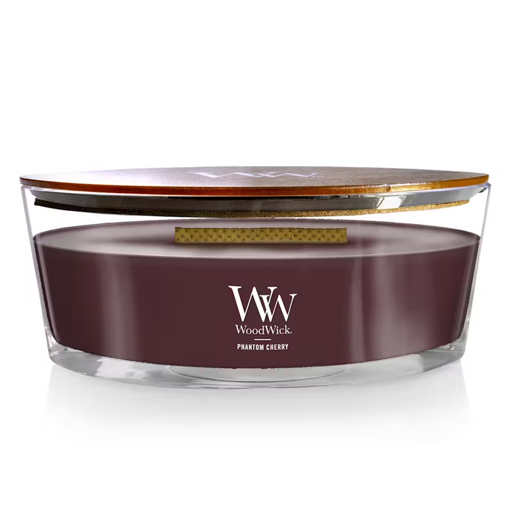 Woodwick Ellipse Phantom Cherry 453 г - Ароматична свічка з ароматом темної вишні та амбри Woodwick Ellipse Phantom Cherry 453 г - Ароматична свічка з ароматом темної вишні та амбри