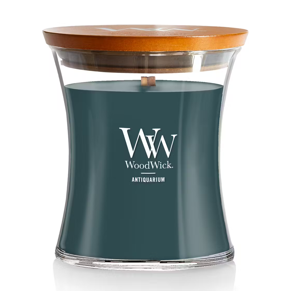 Woodwick Medium Antiquarium 275 г - Ароматична свічка з ароматом білого кардамону та тютюнового листя 